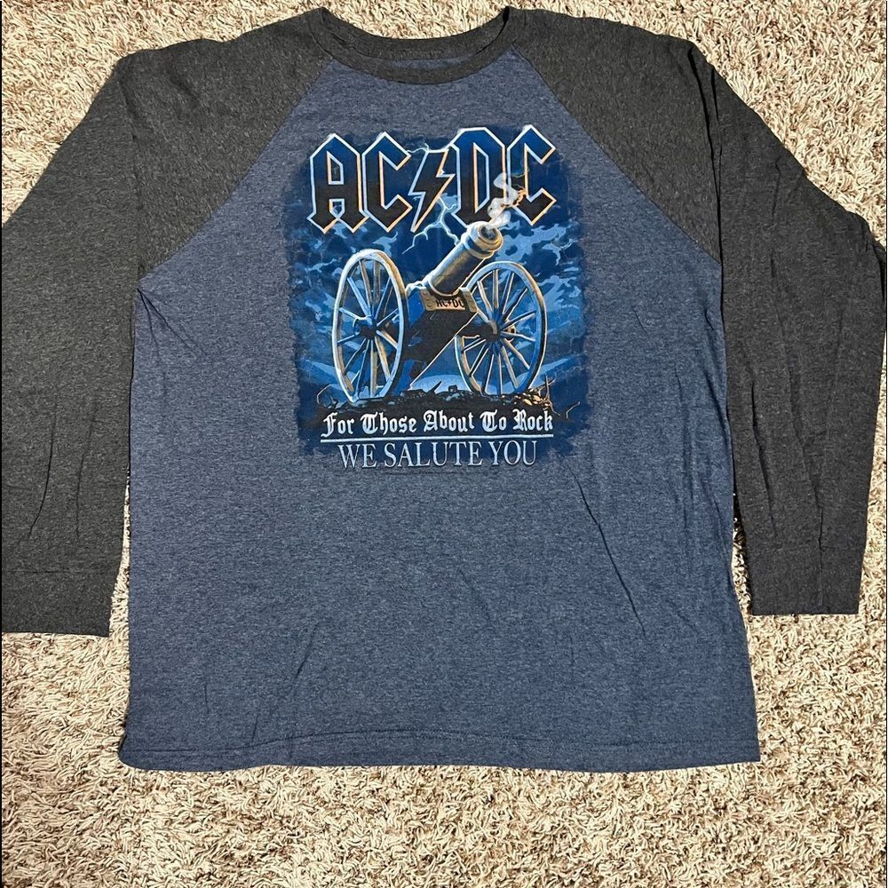 🔥🔥‎ LIQUID BLUE AC/DC For Those About To Rock raglan t-shirt - PERFECT - Sz XL